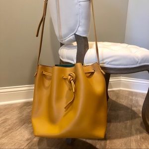 Yellow and Teal Bucket Crossbody Bag